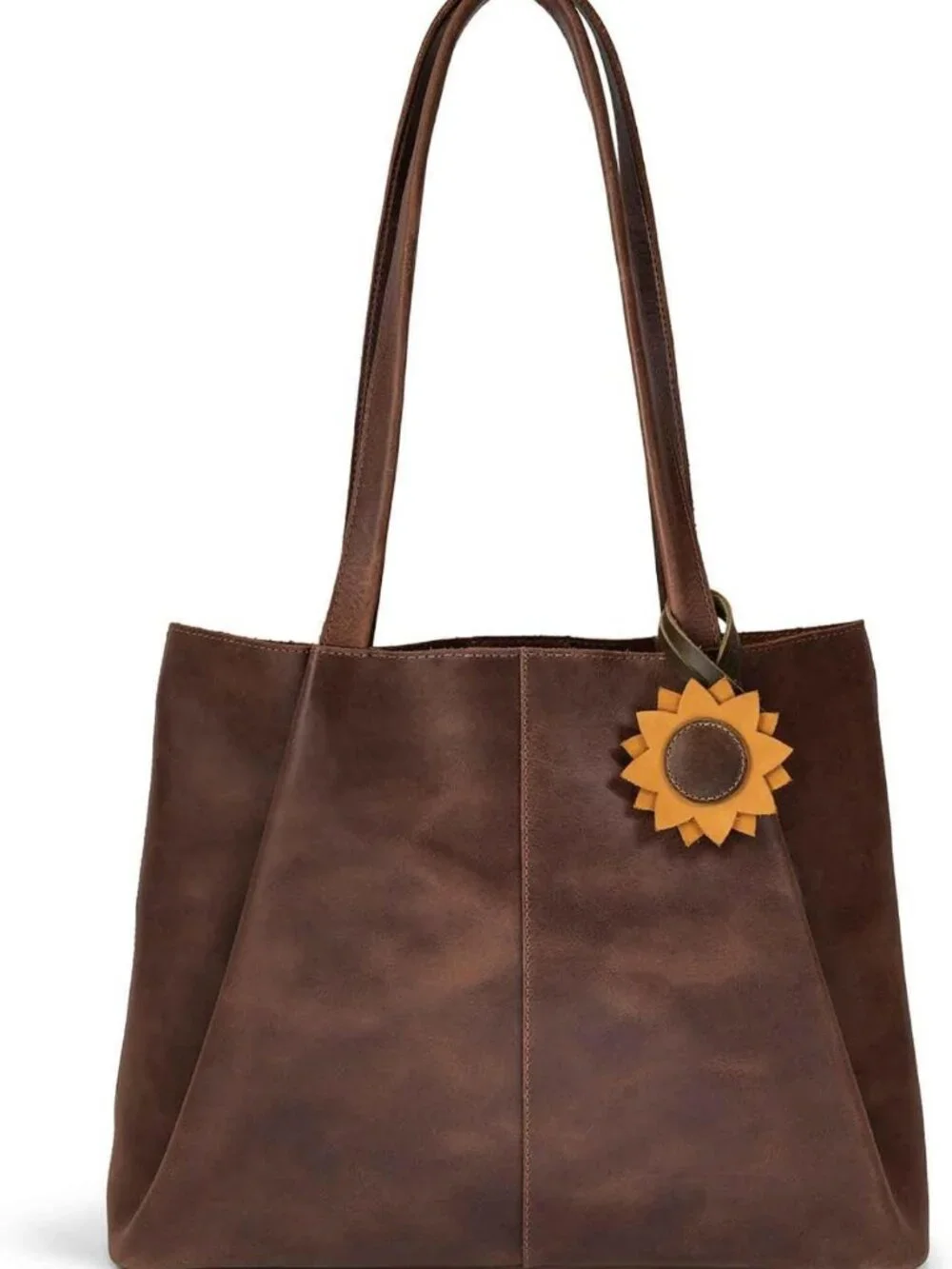 Leather Sunflower Bag Charm | Purse & Tote Accessories | Stylish Women's